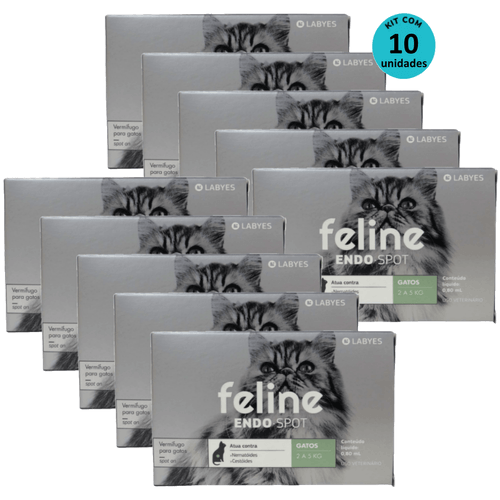 Vermífugo Feline EndoSpot P/ Gatos de 2 a 5kg 0,80ml Kit com 10 unid.